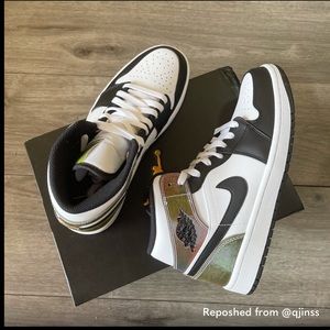 Air Jordan 1 Mid White Black 🐼 Laser💿